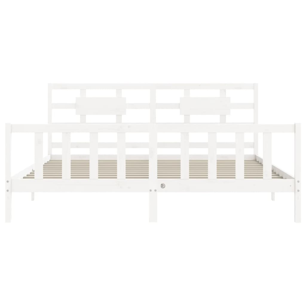 Bed Frame without Mattress White 200x200 cm Solid Wood Pine