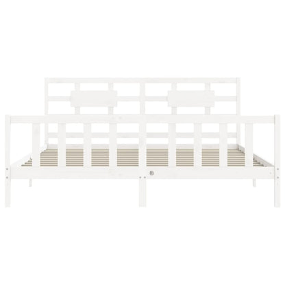 Bed Frame without Mattress White 200x200 cm Solid Wood Pine