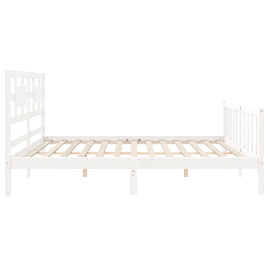 Bed Frame without Mattress White 200x200 cm Solid Wood Pine