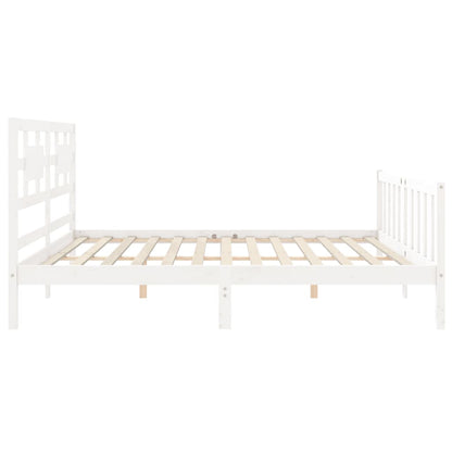 Bed Frame without Mattress White 200x200 cm Solid Wood Pine