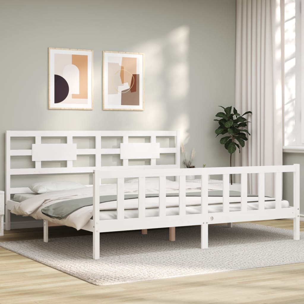 Bed Frame without Mattress White 200x200 cm Solid Wood Pine