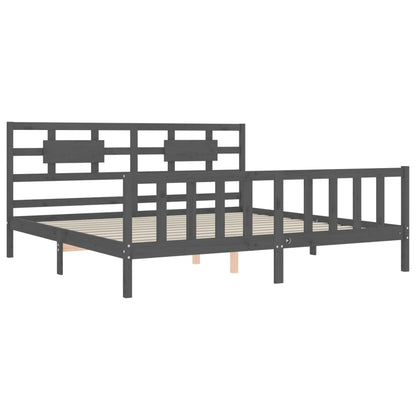 Bed Frame without Mattress Grey 200x200 cm Solid Wood Pine