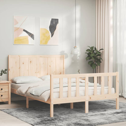 Bed Frame without Mattress Double Solid Wood Pine