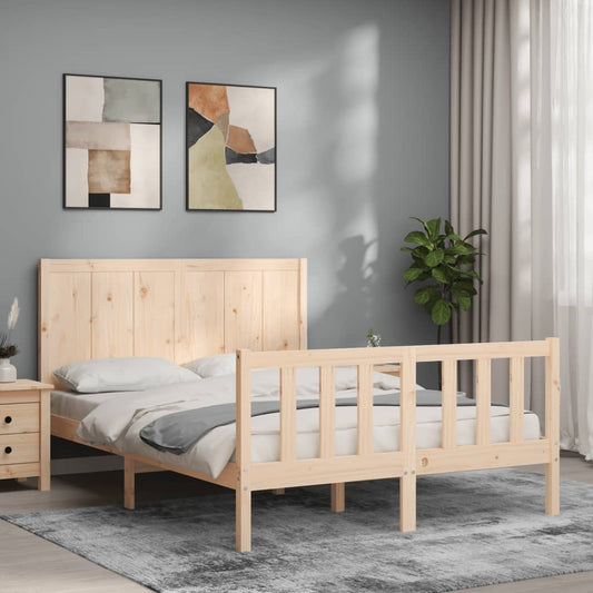 Bed Frame without Mattress Double Solid Wood Pine