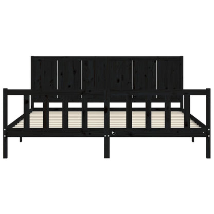 Bed Frame without Mattress Black 200x200 cm Solid Wood Pine