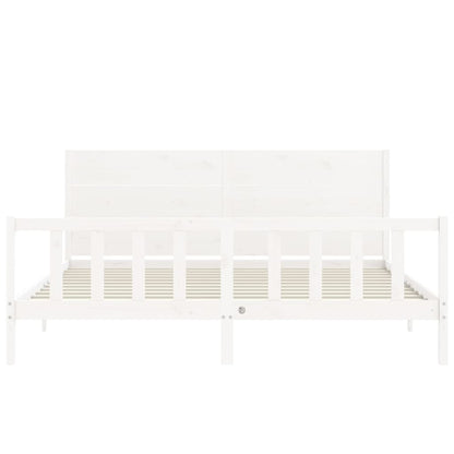 Bed Frame without Mattress White 200x200 cm Solid Wood Pine