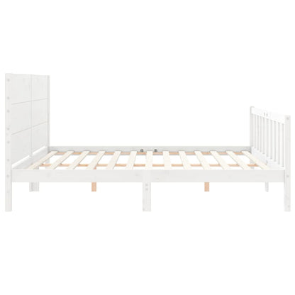 Bed Frame without Mattress White 200x200 cm Solid Wood Pine