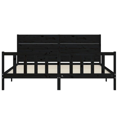 Bed Frame without Mattress Black 200x200 cm Solid Wood Pine