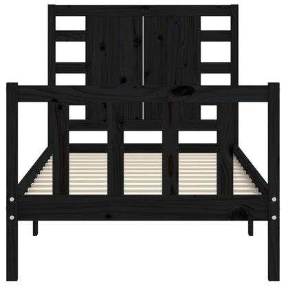 Bed Frame without Mattress Black Small Single Solid Wood Pine