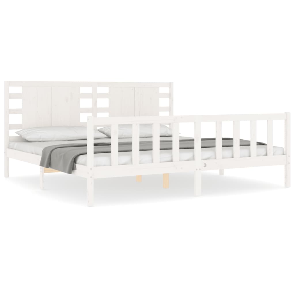 Bed Frame without Mattress White 200x200 cm Solid Wood Pine