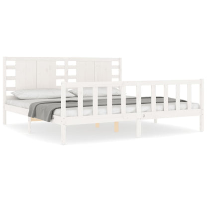 Bed Frame without Mattress White 200x200 cm Solid Wood Pine
