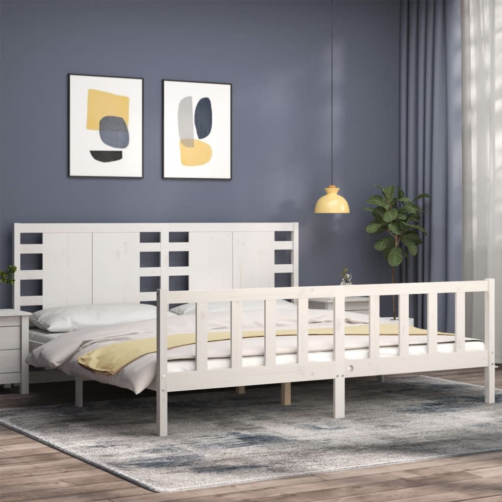 Bed Frame without Mattress White 200x200 cm Solid Wood Pine
