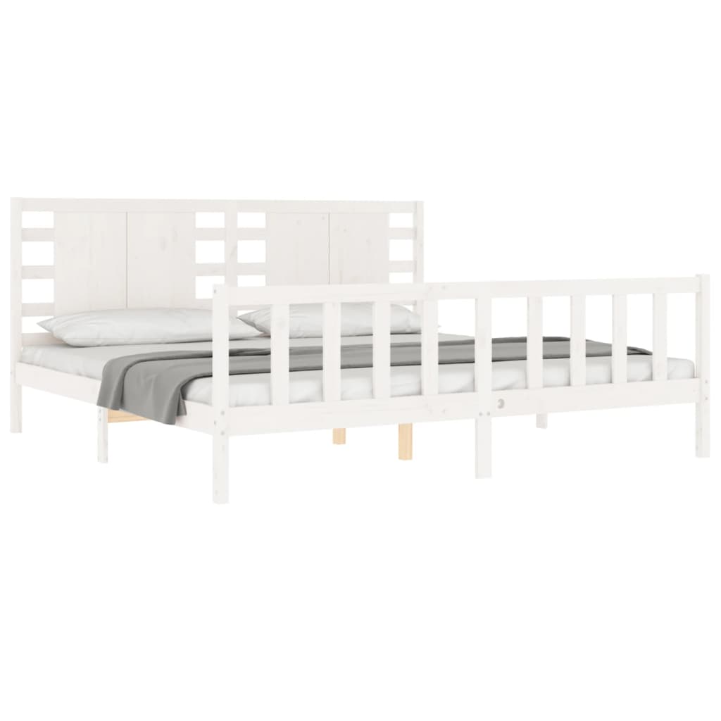 Bed Frame without Mattress White 200x200 cm Solid Wood Pine