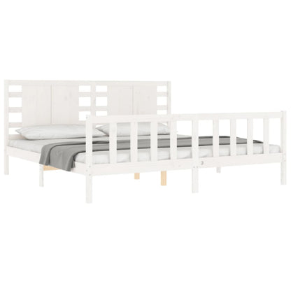 Bed Frame without Mattress White 200x200 cm Solid Wood Pine