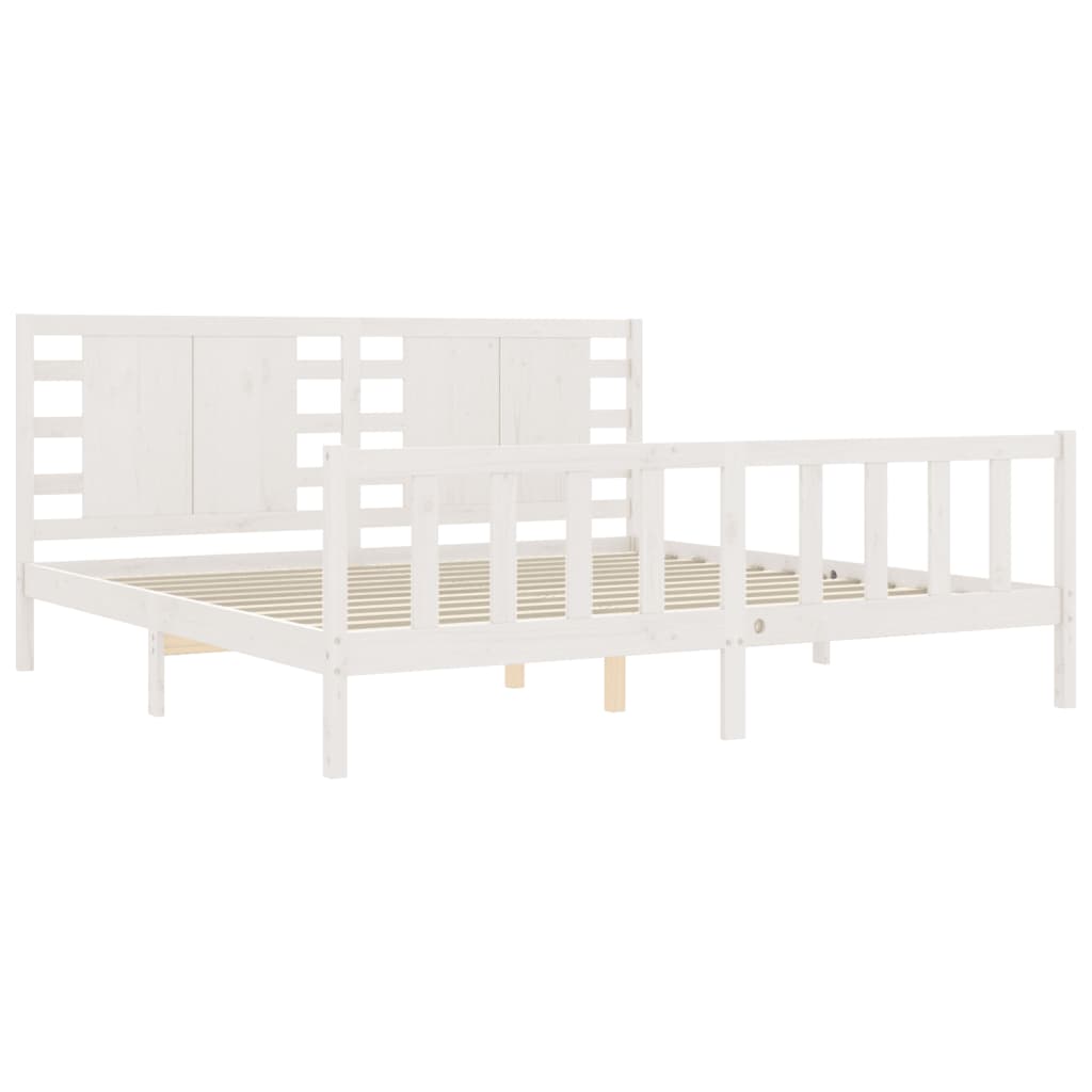 Bed Frame without Mattress White 200x200 cm Solid Wood Pine