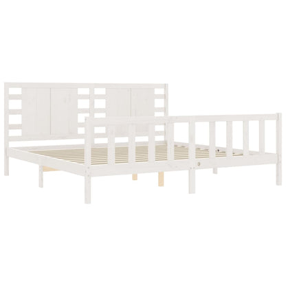 Bed Frame without Mattress White 200x200 cm Solid Wood Pine