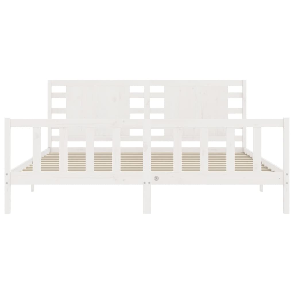 Bed Frame without Mattress White 200x200 cm Solid Wood Pine