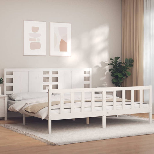 Bed Frame without Mattress White 200x200 cm Solid Wood Pine