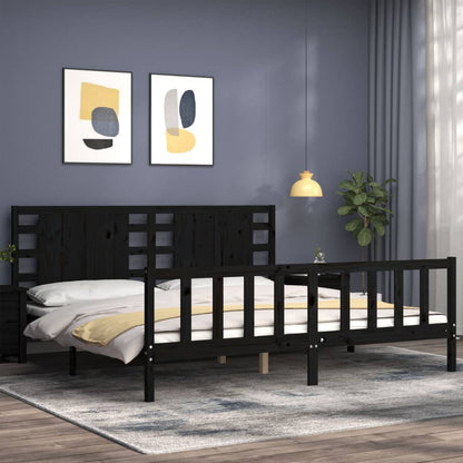 Bed Frame without Mattress Black 200x200 cm Solid Wood Pine
