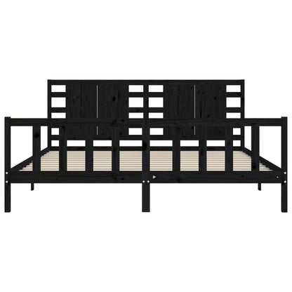 Bed Frame without Mattress Black 200x200 cm Solid Wood Pine