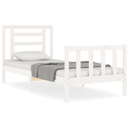 Bed Frame without Mattress White Single Solid Wood Pine