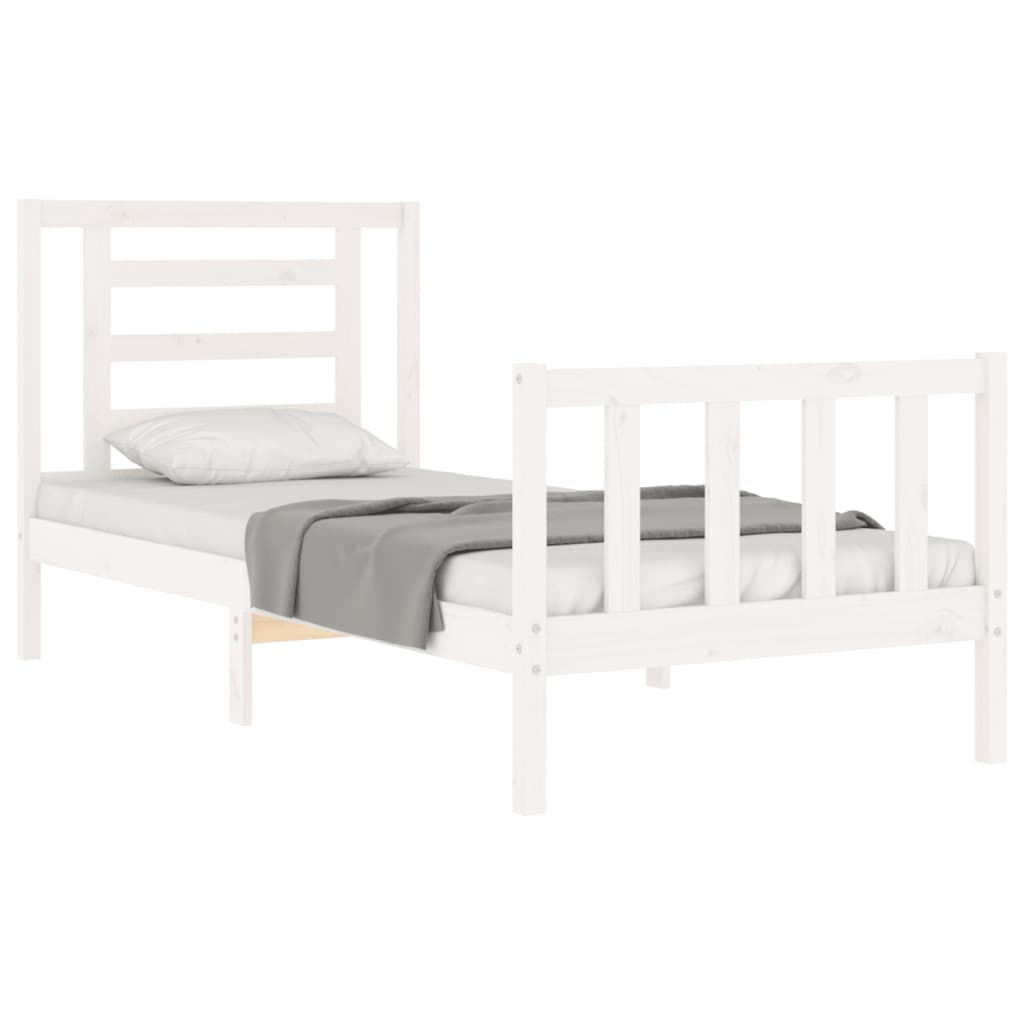 Bed Frame without Mattress White Single Solid Wood Pine