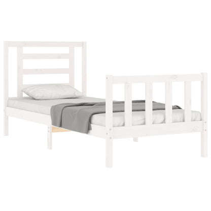 Bed Frame without Mattress White Single Solid Wood Pine