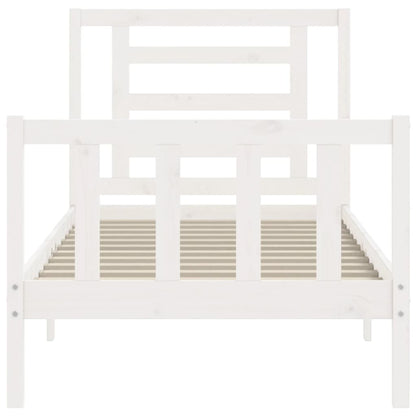 Bed Frame without Mattress White Single Solid Wood Pine