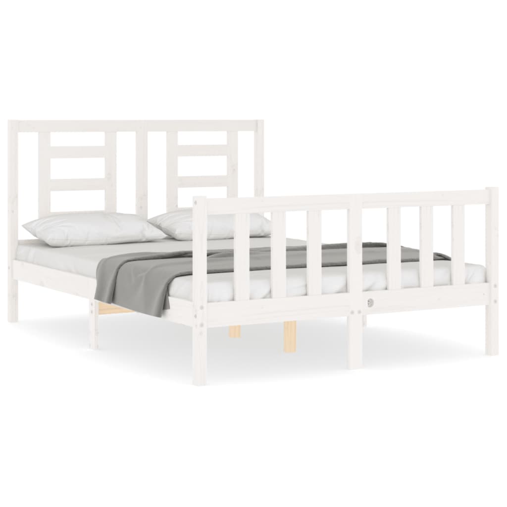 Bed Frame without Mattress White 140x190 cm Solid Wood Pine