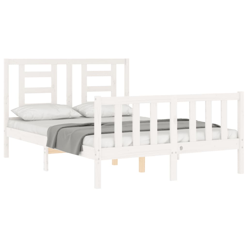 Bed Frame without Mattress White 140x190 cm Solid Wood Pine