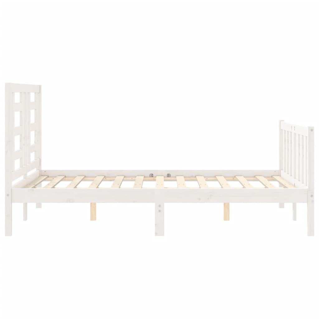 Bed Frame without Mattress White 140x190 cm Solid Wood Pine