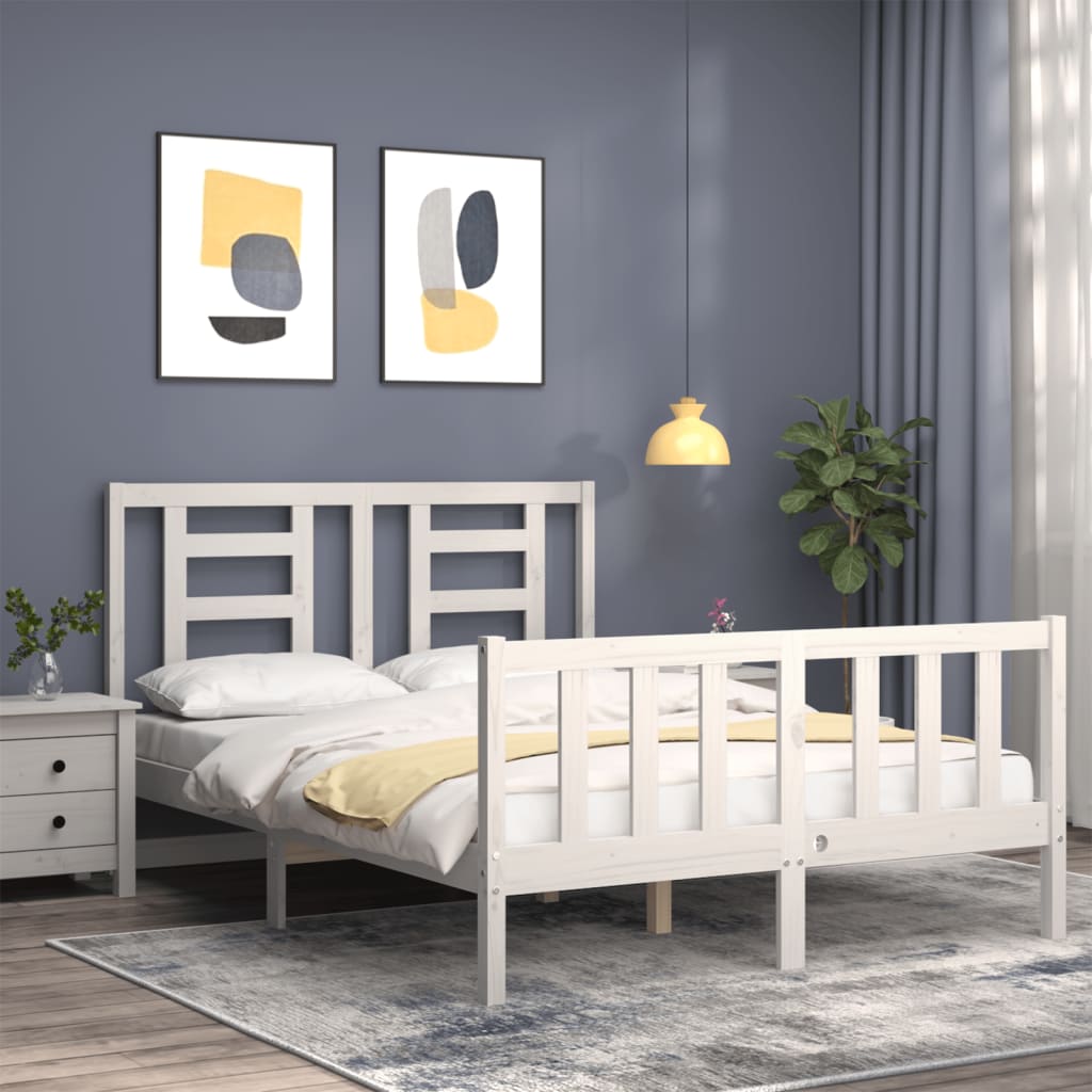 Bed Frame without Mattress White 120x200 cm Solid Wood Pine