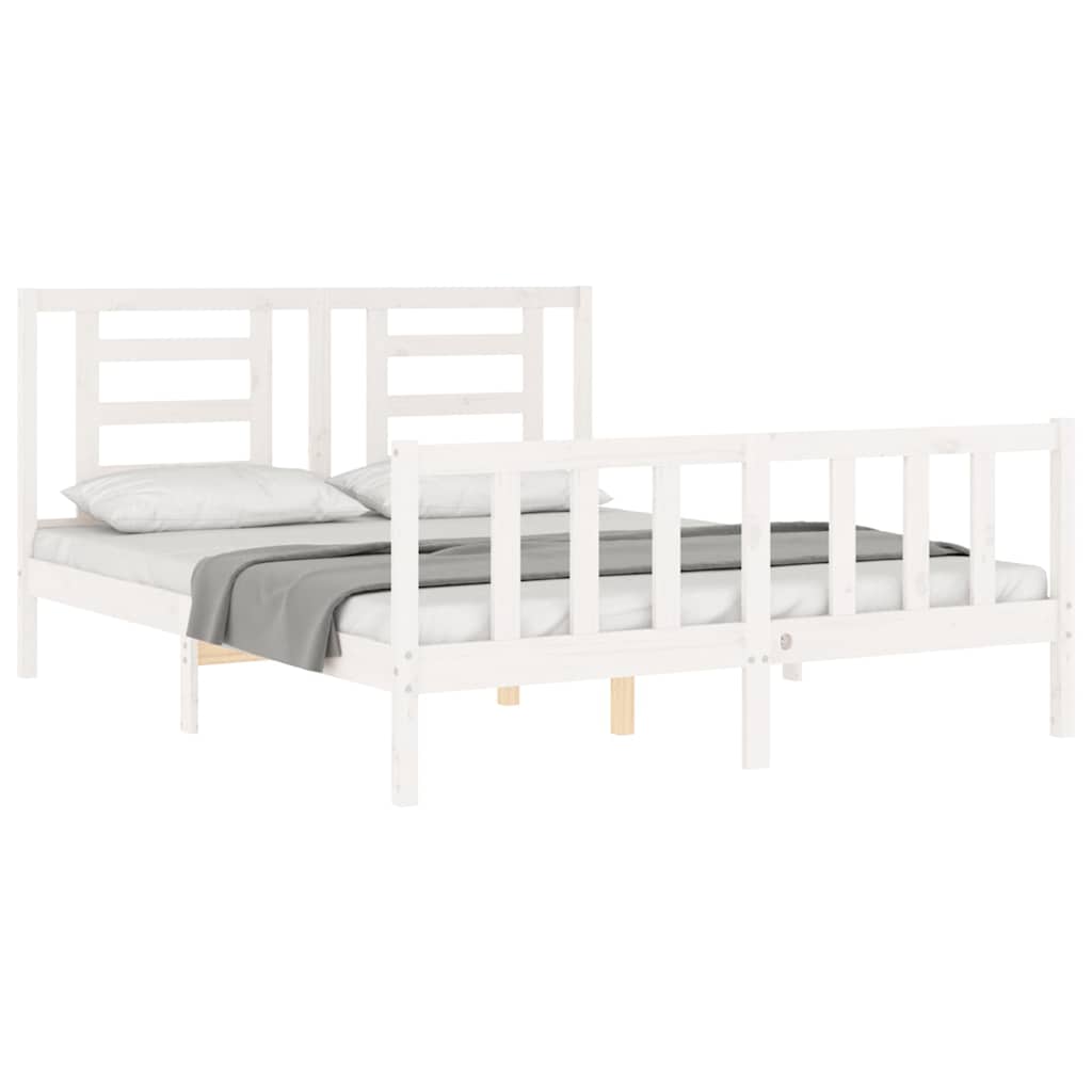 Bed Frame without Mattress White 160x200 cm Solid Wood Pine