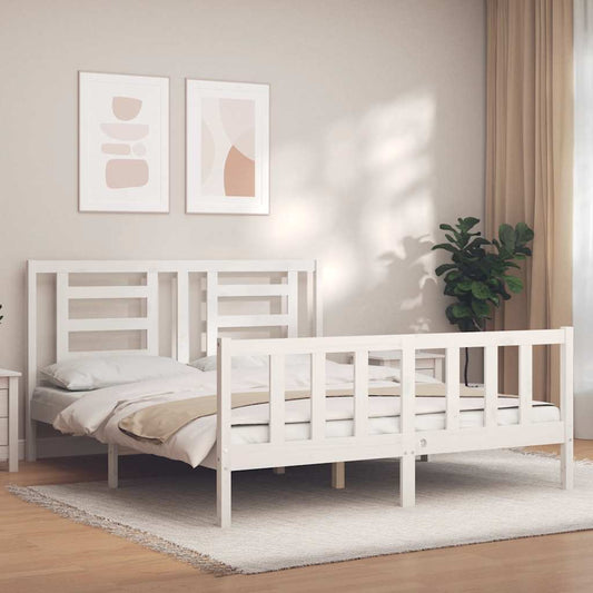 Bed Frame without Mattress White 160x200 cm Solid Wood Pine