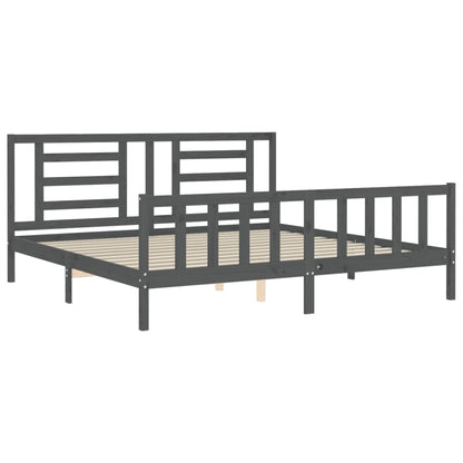 Bed Frame without Mattress Grey 200x200 cm Solid Wood Pine