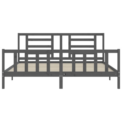 Bed Frame without Mattress Grey 200x200 cm Solid Wood Pine