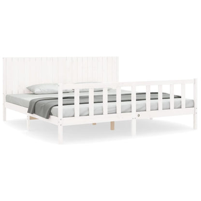Bed Frame without Mattress White 200x200 cm Solid Wood Pine
