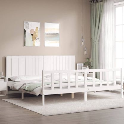 Bed Frame without Mattress White 200x200 cm Solid Wood Pine