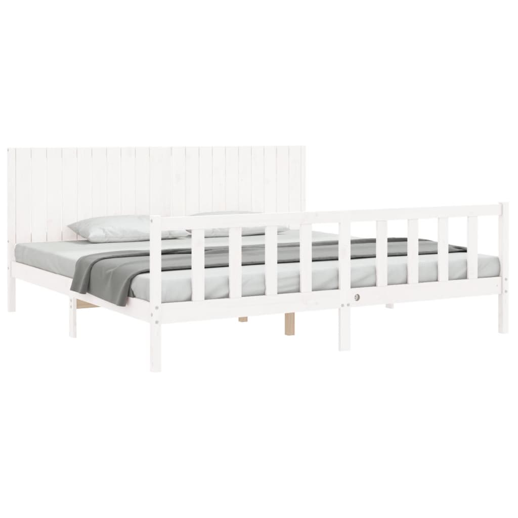 Bed Frame without Mattress White 200x200 cm Solid Wood Pine
