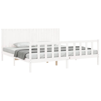 Bed Frame without Mattress White 200x200 cm Solid Wood Pine