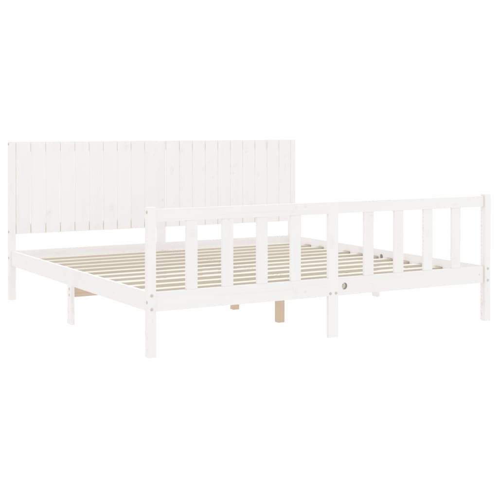 Bed Frame without Mattress White 200x200 cm Solid Wood Pine