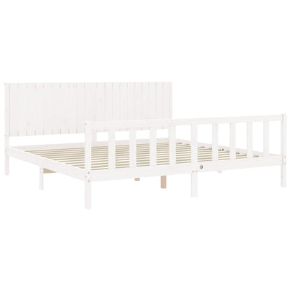 Bed Frame without Mattress White 200x200 cm Solid Wood Pine