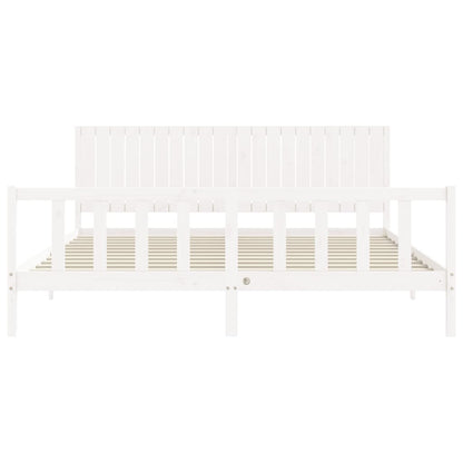 Bed Frame without Mattress White 200x200 cm Solid Wood Pine