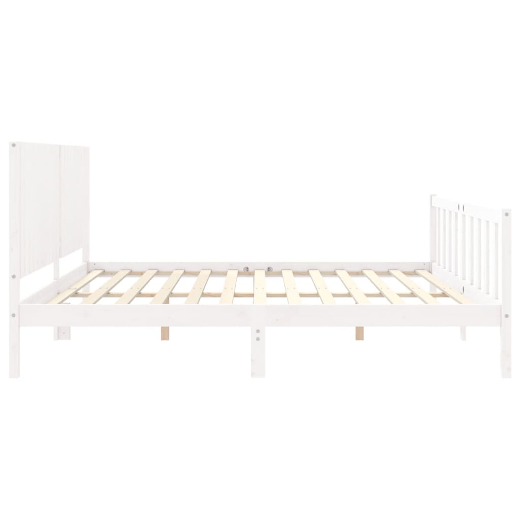 Bed Frame without Mattress White 200x200 cm Solid Wood Pine