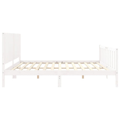 Bed Frame without Mattress White 200x200 cm Solid Wood Pine