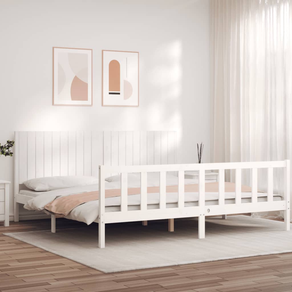 Bed Frame without Mattress White 200x200 cm Solid Wood Pine