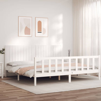 Bed Frame without Mattress White 200x200 cm Solid Wood Pine