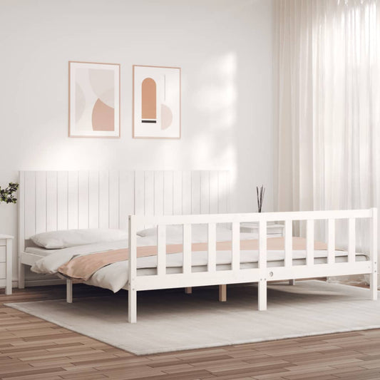Bed Frame without Mattress White 200x200 cm Solid Wood Pine