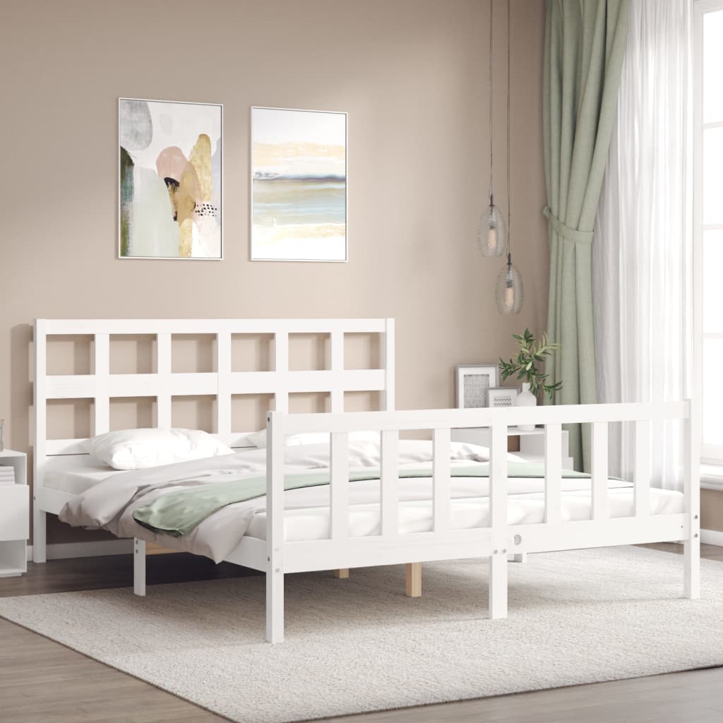 Bed Frame without Mattress White 160x200 cm Solid Wood Pine