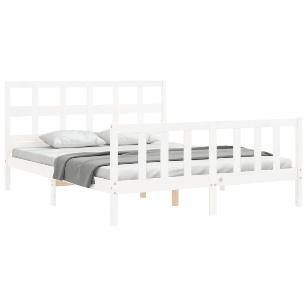 Bed Frame without Mattress White 160x200 cm Solid Wood Pine